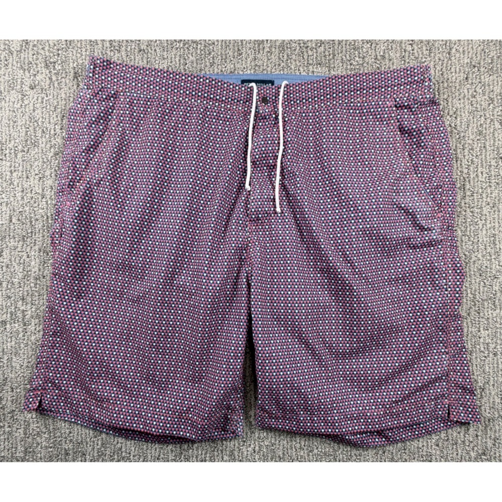 Peter Millar Swim Trunks Men XL Red Blue Geometric Dot Mesh Lined Shorts